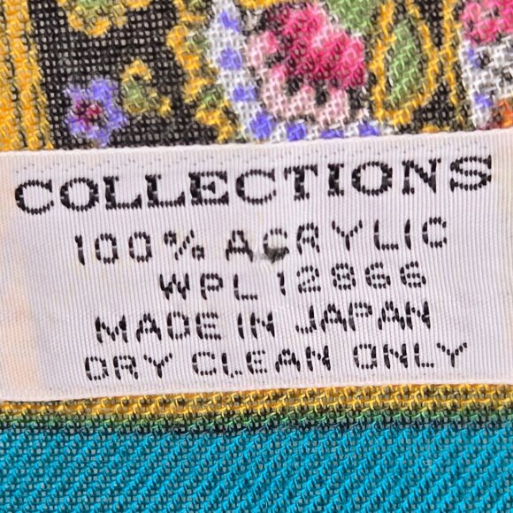 Collections Acrylic Square Scarf Turquoise Gold Mandala Inspired Print Scarf - Picture 6 of 7